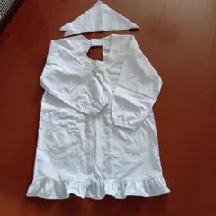ホワイト 割烹着 Mサイズ　三角巾付き