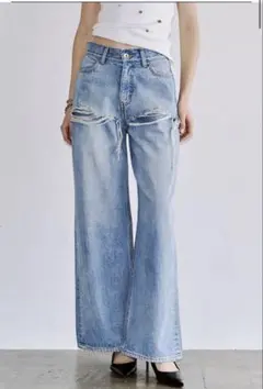 【最終値下げ】ライトブルーワイドレッグデニムパンツ　GOOD GRIEF！ 最終値下げ】ライトブルーワイドレッグデニムパンツ GOOD GRIEF