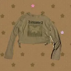 y2kオリーブグリーン クロップド丈 Tシャツ