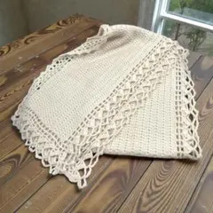 編み物マフラー アイボリー