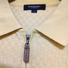 ✨極上美品　バーバリーロンドン　ハーフジップ　半袖ポロシャツ　薄黄色　L