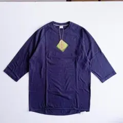 無地 日本製 5分袖Tシャツ メンズM ネイビー