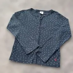 PETIT BATEAU ネイビー ハート柄カーディガン 6ans/116cm