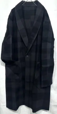 BACKLASHウールチェックロングコート/バックラッシュガウンレザーライダース