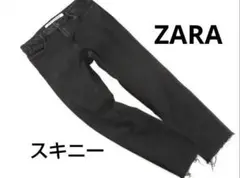 ZARA　ザラ　カットオフストレッチデニムパンツ◆ジーンズ　ブラック◆