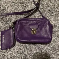 RNA パープル レザーショルダーバッグ 付属ポーチ付き