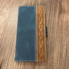 手帳型スマートフォンケース 青茶色　新品