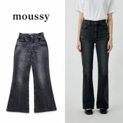 MOUSSY MVS FLARE ブラック ハイウエストフレアデニム 25インチ