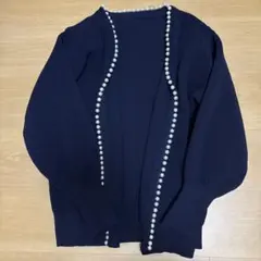 VIS パール前開きカーディガン　厚め