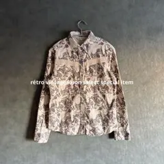 花柄コーデュロイシャツ　ヴィンテージシャツ　ペイズリー柄シャツ　古着　レトロ