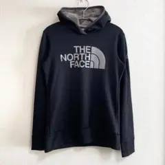 【美品】ノースフェイス フリース パーカー L 黒 レディース 裏起毛 ロゴ 冬