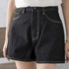 wego 台形デニムショートパンツ ブラック XS