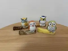 フクロウ　箸置き　4個セット　陶器