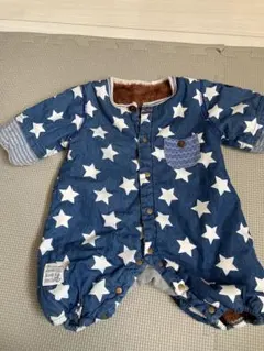 60 デニムブルー 星柄ロンパース