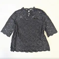 【INGNI イング】美品　総レース 五分袖 スカラップヘム ブラック　黒　M