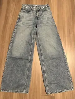 ZARA ワイドレッグデニムパンツ ライトブルー EUR34のサムネイル