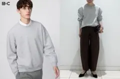 美品 UNIQLO C ユニクロ M グレー オーバーサイズスウェットシャツ