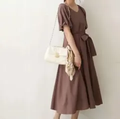 プロポーションボディドレッシング ウエストリボン Aラインロングワンピース M