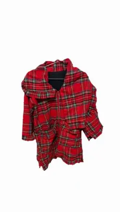 赤チェック 7分丈アウター