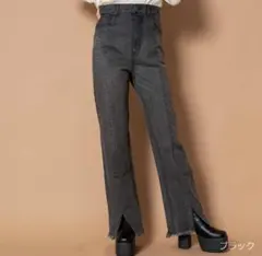 GORGE バックレースアップデニムパンツ ブラックのサムネイル