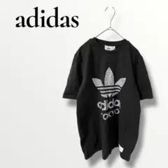 adidas アディダス　トレフォイルロゴ　和風調 ブラック Tシャツ　ブラック