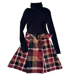 ブルーレーベルクレストブリッジ　ニットワンピース　ベルト付き　38 M相当