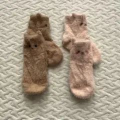 ベビー靴下 フワフワ動物デザイン 2種セット