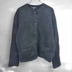 UNIQLOユニクロ　ワッフル編ニットカーディガン　ノーカラー羽織りL（A1