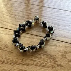 ハンドメイド ビーズブレスレット ブラック