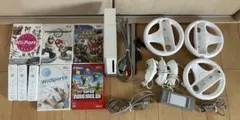 任天堂Wii 本体、ソフト5個、ハンドル3個セット売り