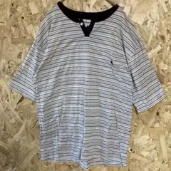 Paul Stuart ヘンリーネック Tシャツ ボーダー Lサイズ　リラックスのサムネイル