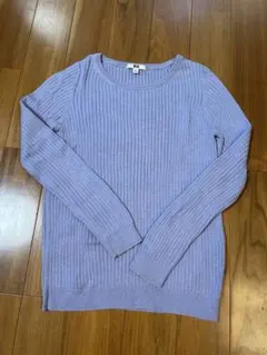 UNIQLO リブニット 長袖 ライトパープル Mのサムネイル