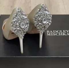 BADGLEY MISCHKA ビジューオープントゥパンプス US6 12cm