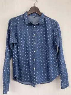 UNIQLO ユニクロ　ドット柄シャツ　水玉シャツ　長袖シャツ　レディース　M