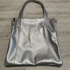 TRIDEAP シルバー レザートートバッグ