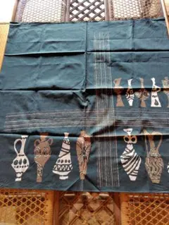 風呂敷 壺柄 幾何学模様 濃緑　中古品