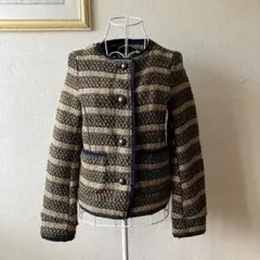 René モヘア混 ツイードニットカーディガン スパンコール 日本製