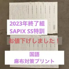 【2023年終了組】サピックスSS特訓　麻布対策国語プリント1〜14