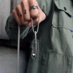 ms-00018 sa　ネックレス　シルバー　羽　メンズ　レディース