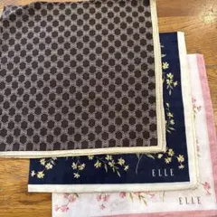 ELLE セリーヌハンカチセット ネイビー 茶色