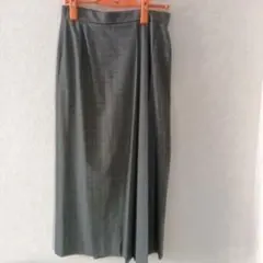 ユニクロ　サイドプリーツナロースカート　グレー　L