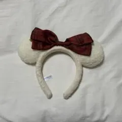 ミニーカチューシャ 赤いリボン付き