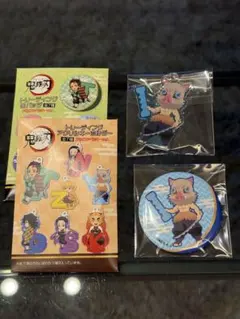 鬼滅の刃 トレーディングアクリルキーホルダー 缶バッジ 嘴平伊之助