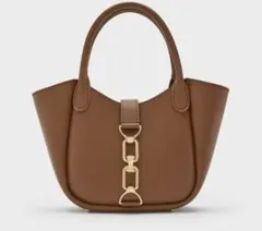 チャールズ＆キスアガサ チェーンアクセントバケットバッグチョコレート