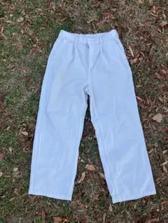 ホワイト ワイドレッグパンツ