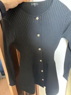 PLST ブラック リブ編みセーター S