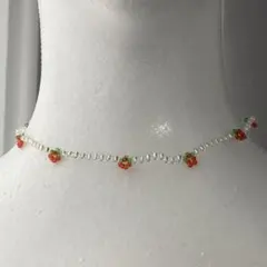 ハンドメイド ビーズネックレス 苺いちごフェアリーグランジ森ガール平成女児