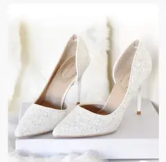 グリッターラメポインテッドトゥピンヒールパンプス　サイズ36 23cm