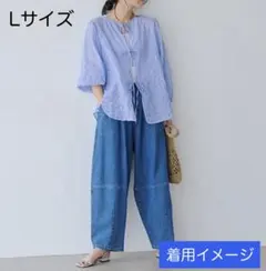 studio CLIP バレルデニムパンツ（ブルー） Lサイズ