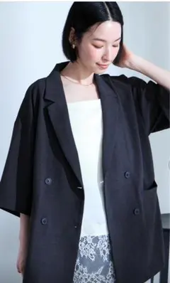 ★新品未使用★ 【Aunely】リネンタッチ ひんやり 半袖 シャツジャケットのサムネイル